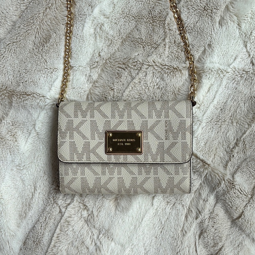 Michael Kors Cream and Gold Crossbody Bag